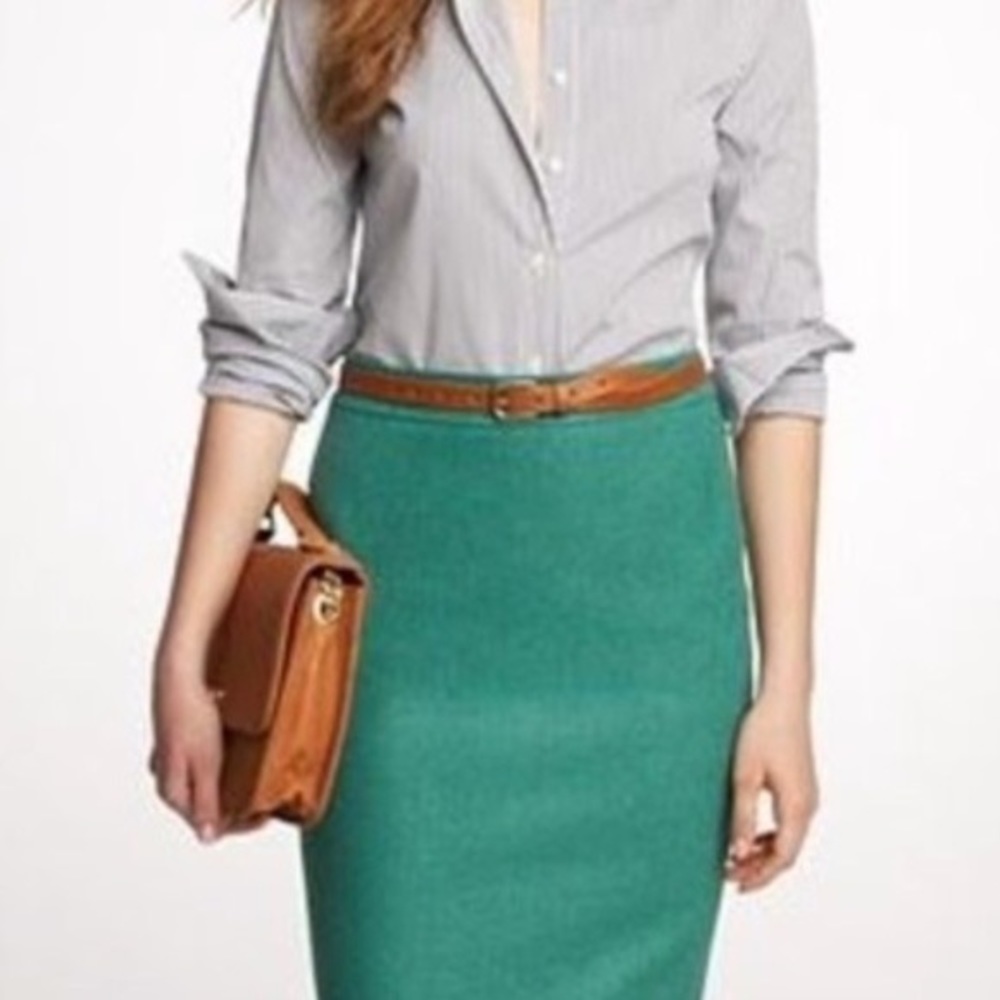 J. Crew Style #46575 The Pencil Skirt Emerald Green Wool Blend Skirt - Size 4